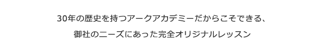 30年の歴史を持つアークアカデミーだからこそできる、御社のニーズにあった完全オリジナルプラン